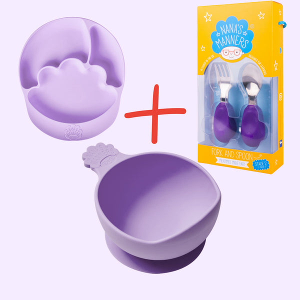 【優惠組合 4】 叉匙 ＋碗 ＋餐碟  Manners 英國嬰幼兒餐具 [Discounted Combo 4] Spoon & Fork + Bowl + Plate