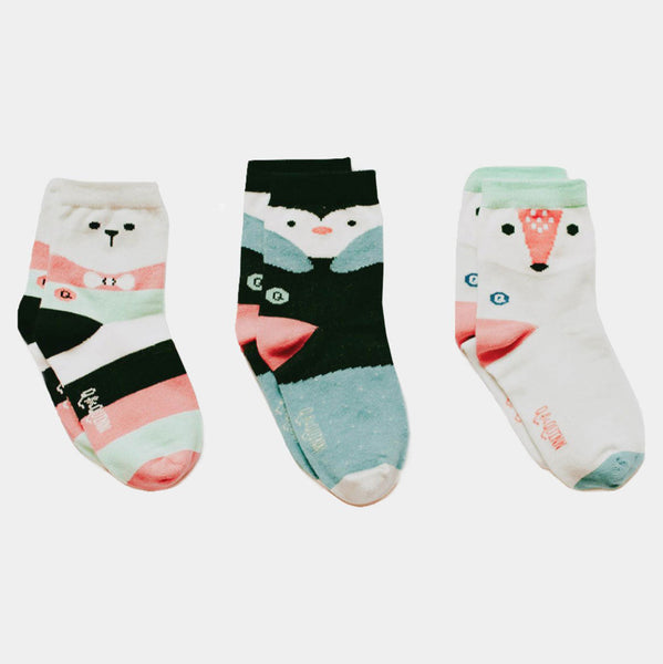 Arctic Animals 婴儿和儿童有机棉袜（3 件装） | Q 代表奎因