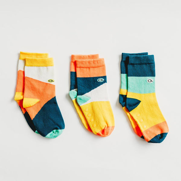 Blocks of Colour V1 Babies Organic Cotton Socks (3-pack) | Q for Quinn