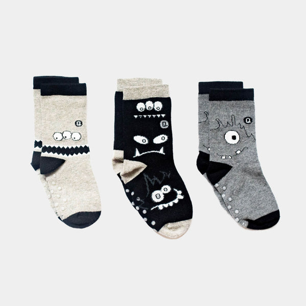Monochrome Monsters Babies & Kids Organic Cotton Socks (3-pack) | Q for Quinn