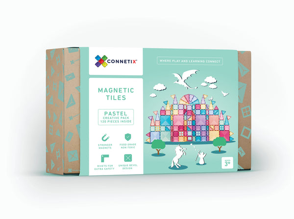 Connetix Magnetic Tiles | 120 Piece Pastel Creative Pack