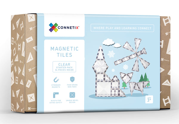 Connetix Magnetic Tiles | 34 pc Clear Pack