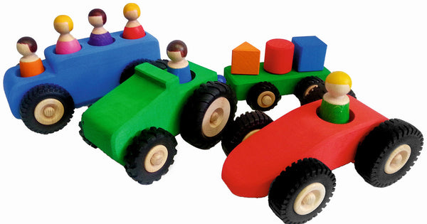Bauspiel - 4 Wooden Vehicles + 6 Little People (Large) Default Title