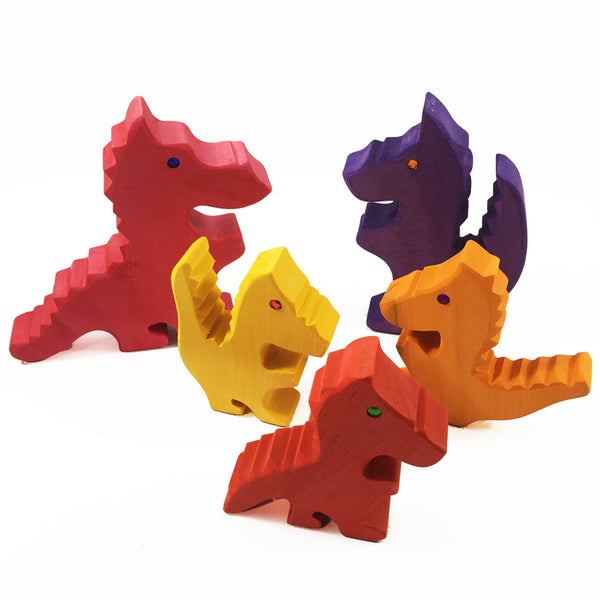 Bauspiel - Red/Purple Dragons-Rosso Dragon Family 5pc