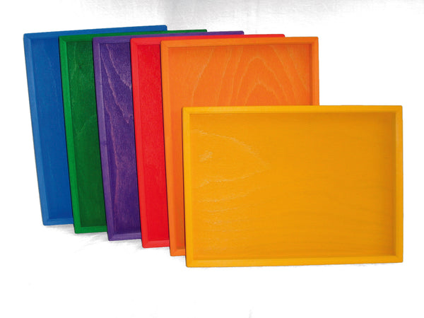 Bauspiel - Six colourful wooden trays